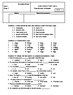 6 Đề kiểm tra 1 tiết số 4 môn Tiếng Anh Lớp 7